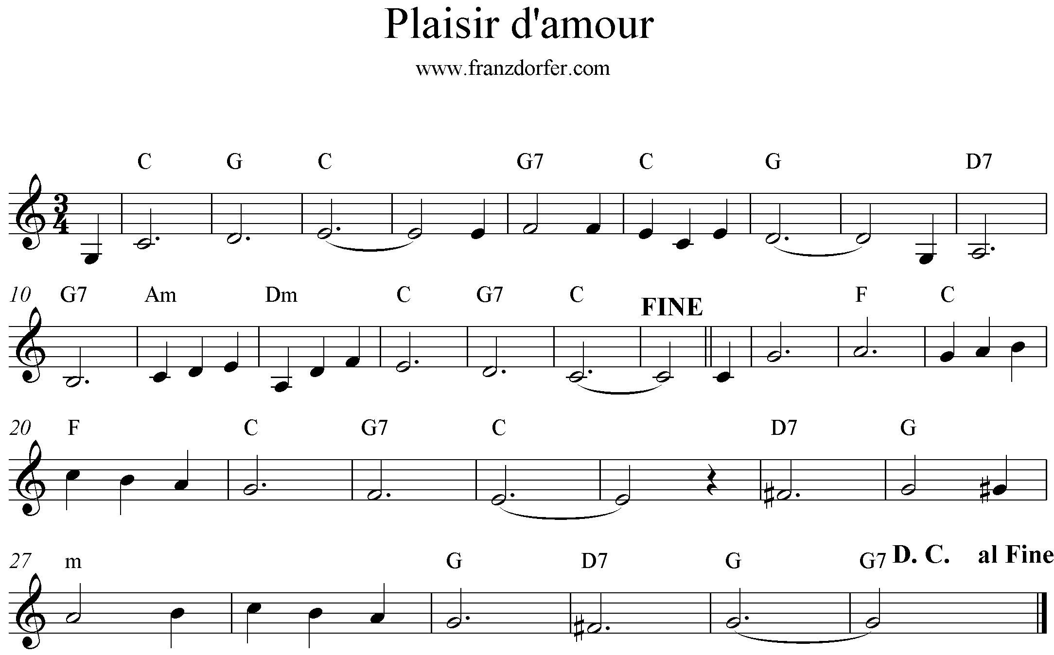 sheet music Plaisir d'amour